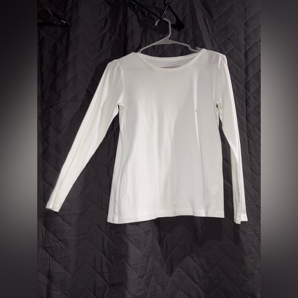 Talbots Fitted White Long Sleeve Tee